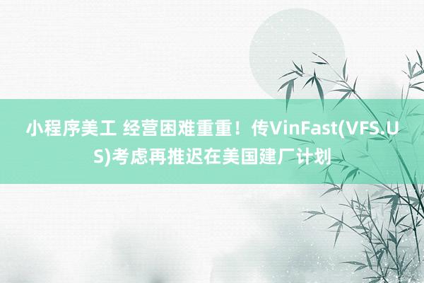 小程序美工 经营困难重重！传VinFast(VFS.US)考虑再推迟在美国建厂计划