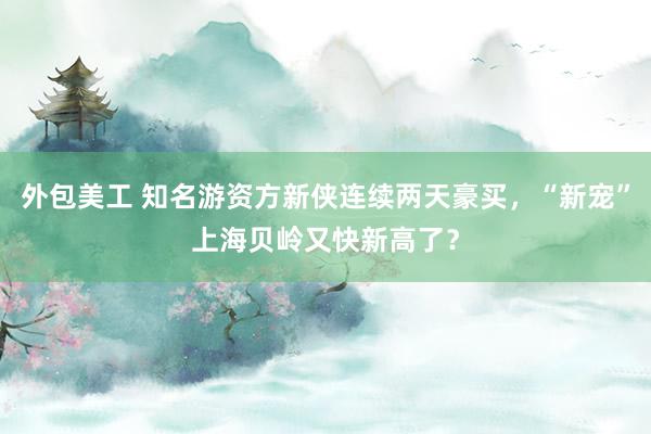 外包美工 知名游资方新侠连续两天豪买，“新宠”上海贝岭又快新高了？