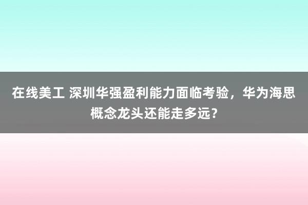 在线美工 深圳华强盈利能力面临考验，华为海思概念龙头还能走多远？