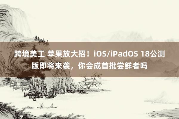 跨境美工 苹果放大招！iOS/iPadOS 18公测版即将来袭，你会成首批尝鲜者吗