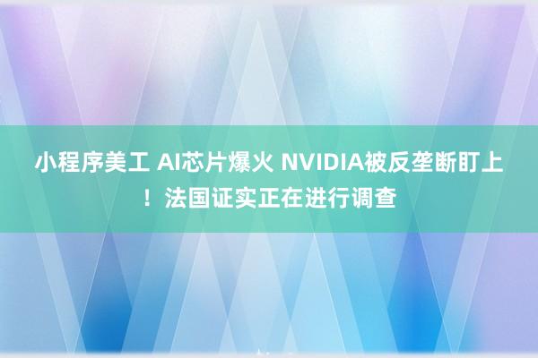 小程序美工 AI芯片爆火 NVIDIA被反垄断盯上！法国证实正在进行调查